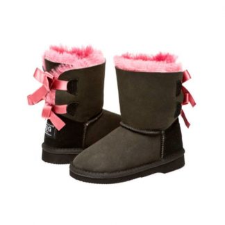 Kids 2 Tone Back Bow Ugg Boots