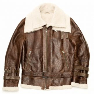 Mens Bomber Pilot WW2 Shearling Jacket