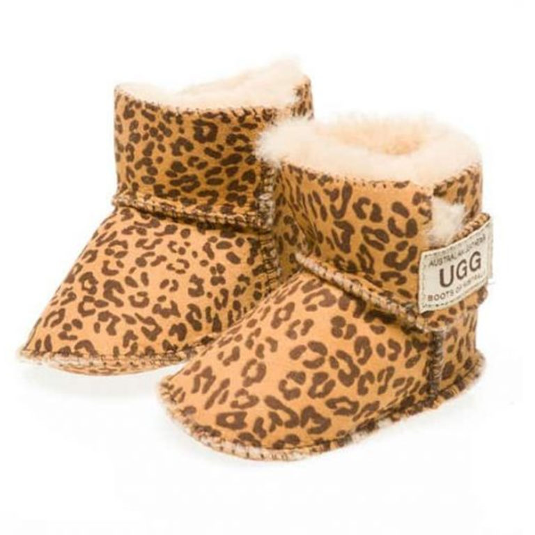Ugg Baby Booties Velcro Leopard Print - Fashion Deals