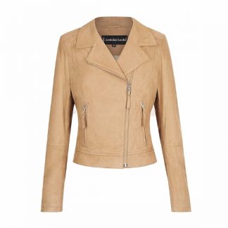 Womens Leather Jacket Annabel Beige 1