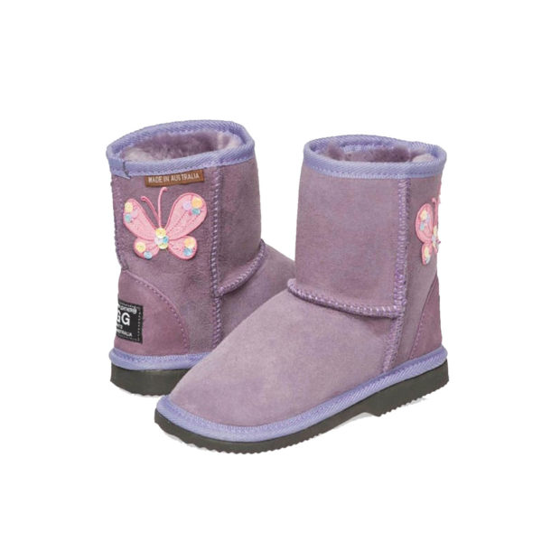 Kids Pink Butterfly Ugg Boots